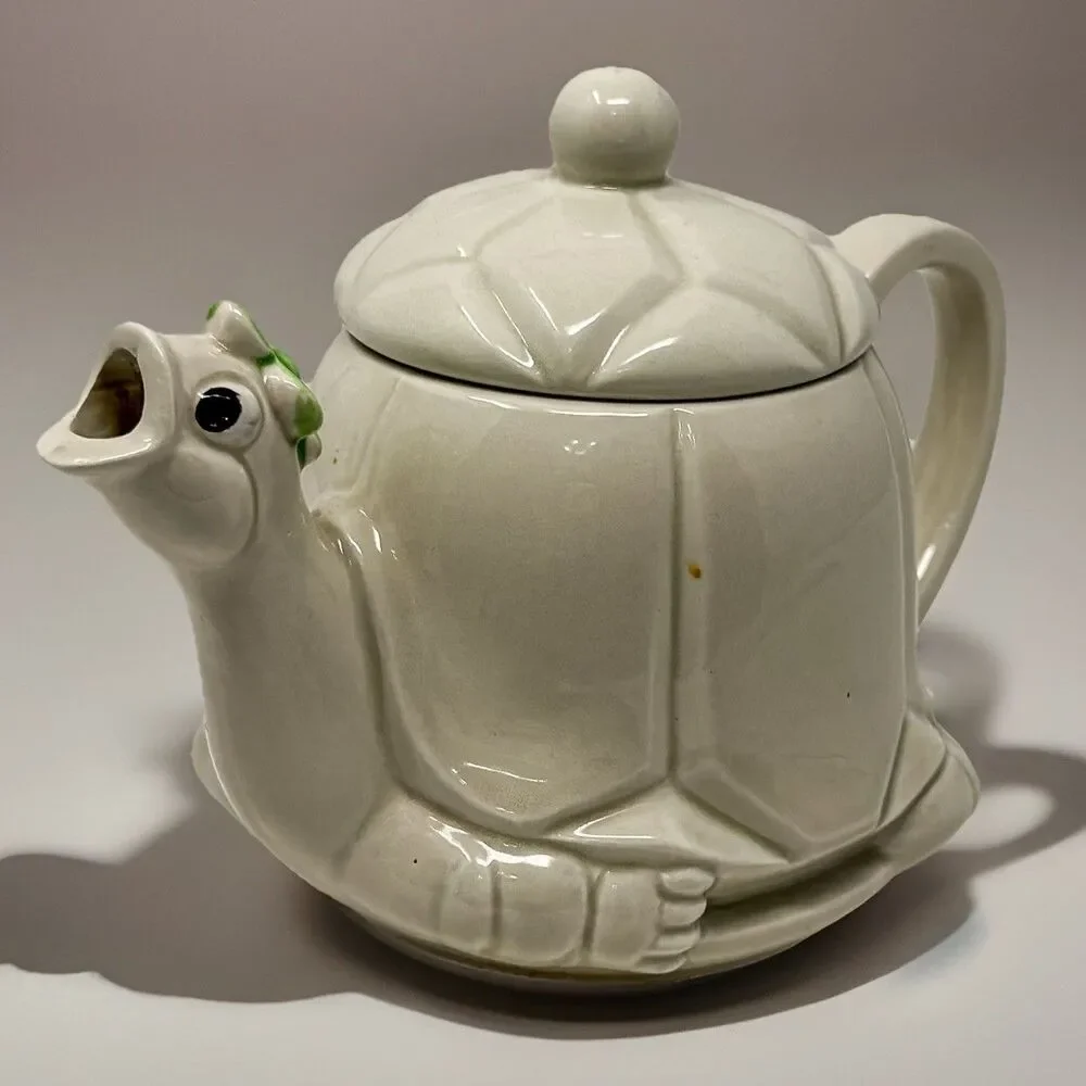Vintage Turtle Teapot Whimsical Animal Decor Made in Japan Cottagecore